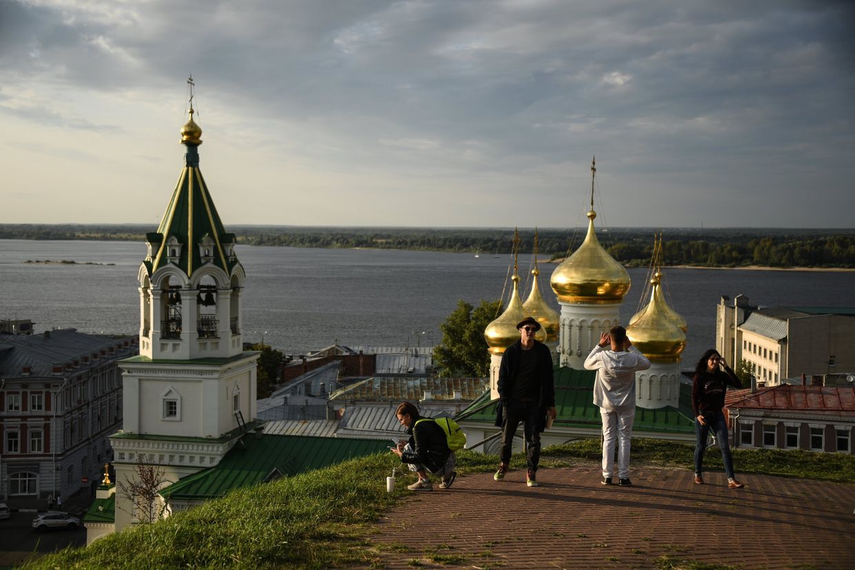 Вид на церковь Рождества Иоанна Предтечи на Торгу в Нижнем Новгороде