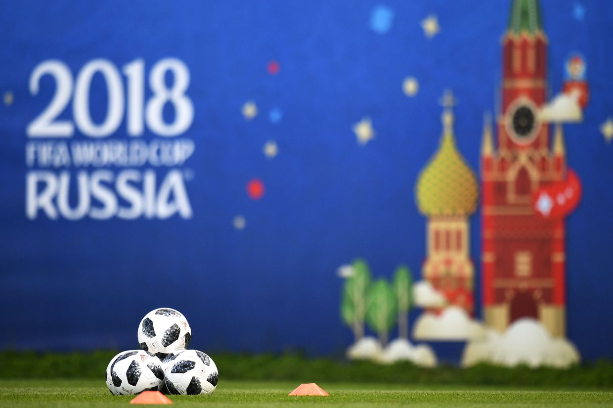 Во время тренировки игроков сборной Ирана перед матчами чемпионата мира по футболу 2018