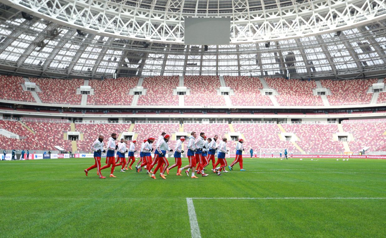 Игроки сборной России на тренировке