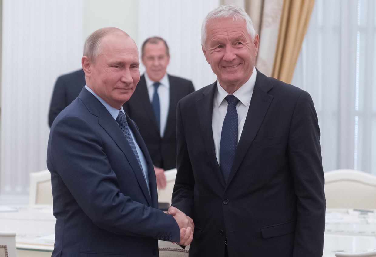 Владимир Путин и генеральный секретарь Совета Европы Турбьерн Ягланд во время встречи. 20 июня 2018