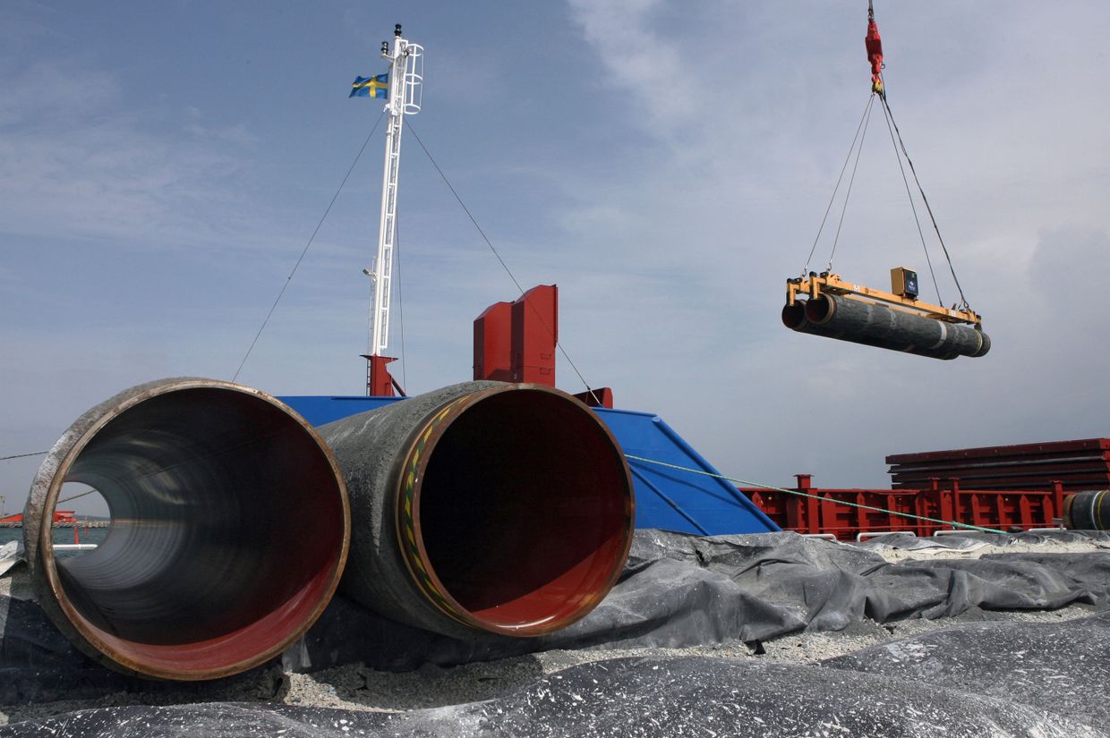 Подготовка к прокладке труб газопровода по дну Балтийского моря в порту Визби на острове Готланд