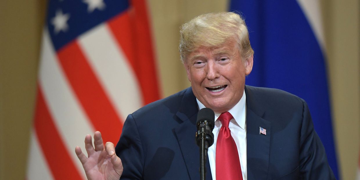 Президент США Дональд Трамп на совместной с президентом РФ Владимиром Путиным пресс-конференции Президент США Дональд Трамп на совместной с президентом РФ Владимиром Путиным пресс-конференции
