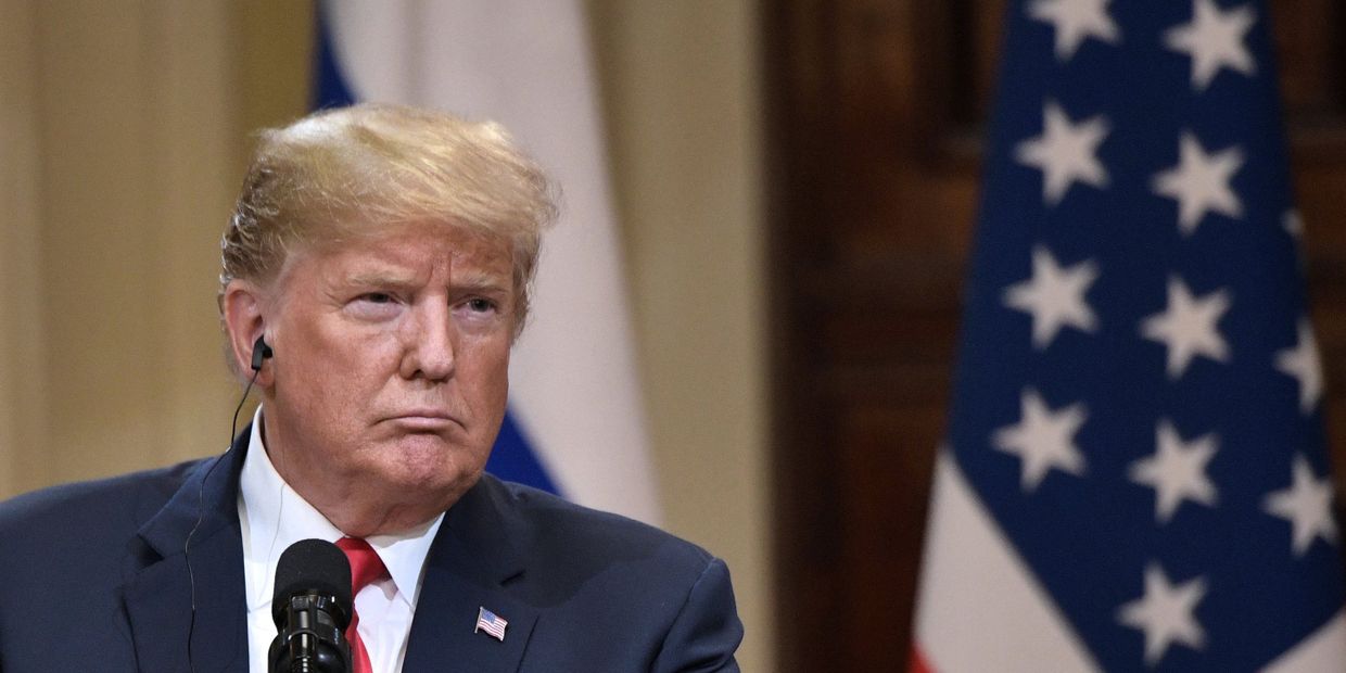 Президент США Дональд Трамп на совместной с президентом РФ Владимиром Путиным пресс-конференции в Хельсинки Президент США Дональд Трамп на совместной с президентом РФ Владимиром Путиным пресс-конференции в Хельсинки