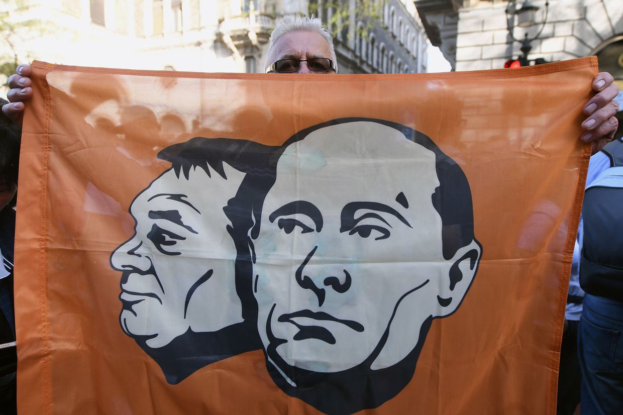 Акция против политики правительства венгерского премьер-министра Виктора Орбана в Будапеште