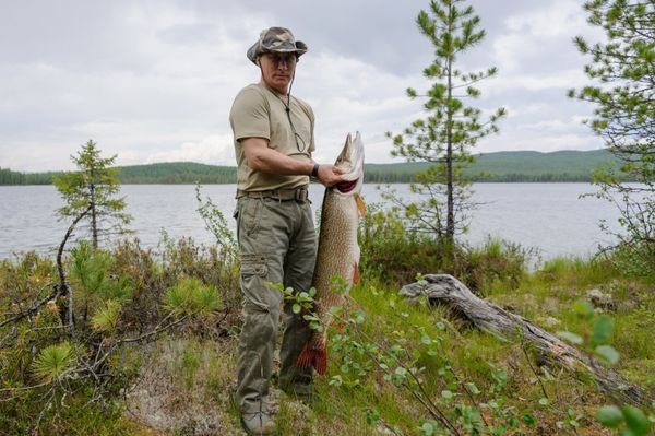 В. Путин и Д. Медведев на отдыхе