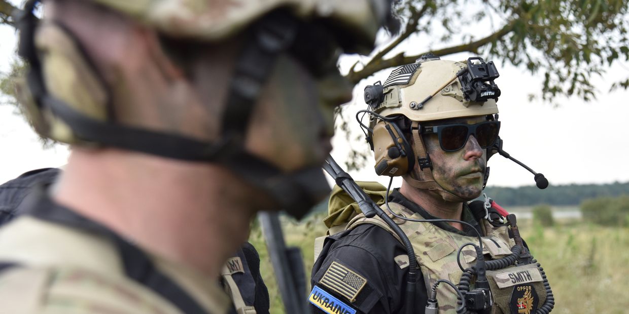 Военнослужащие вооруженных сил Украины и армейских подразделений иностранных государств во время активной фазы военных учений Репид Трайдент - 2018