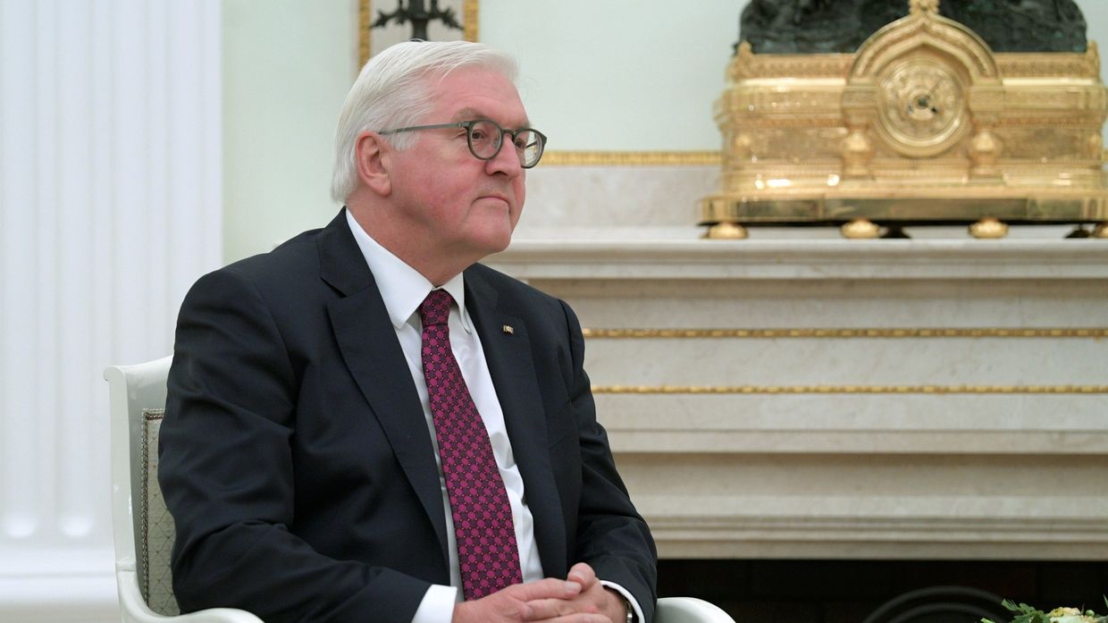 Федеральный президент Федеративной Республики Германия Франк-Вальтер Штайнмайер во время встречи с президентом РФ Владимиром Путиным. 25 октября 2017