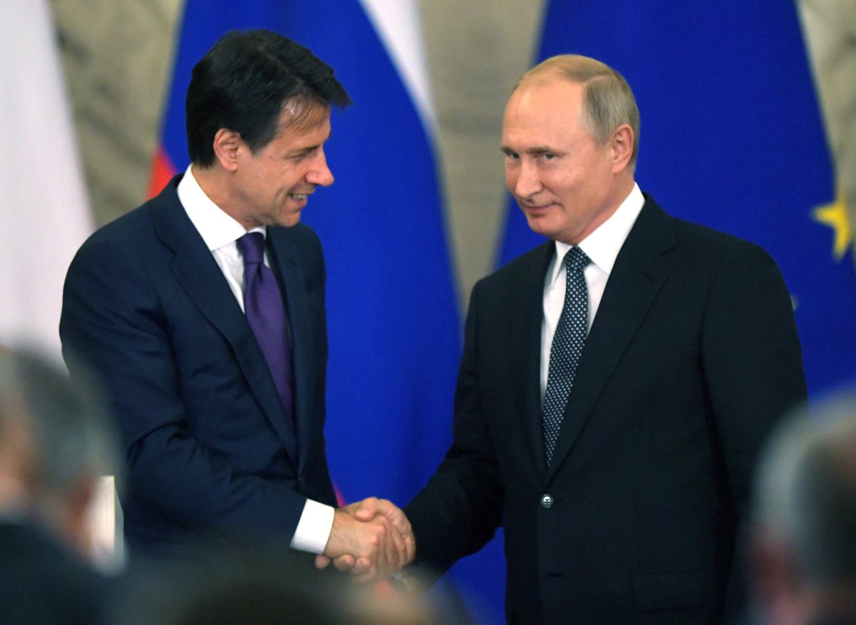 Встреча президента РФ В. Путина с премьер-министром Италии Дж. Конте