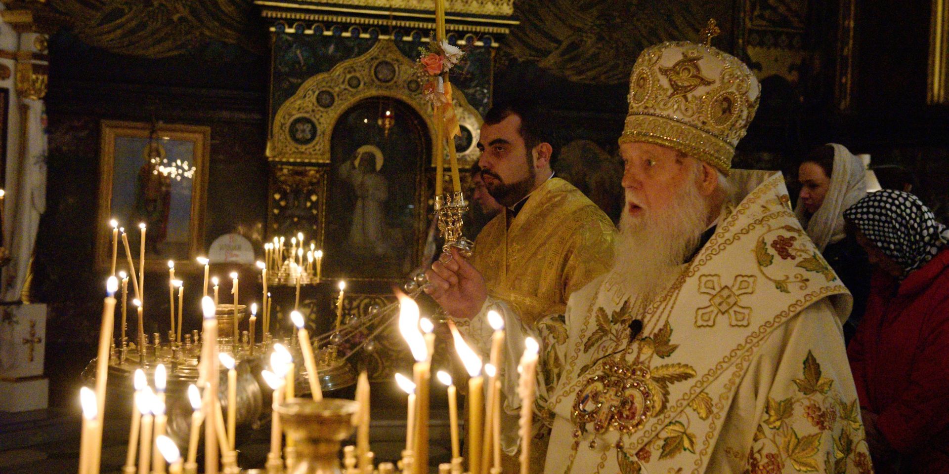 Патриарх Филарет (предстоятель неканонической церковной структуры Украины) во время службы во Владимирском соборе в Киеве - ИноСМИ, 1920, 27.01.2023