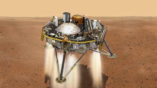 Так художник представил себе посадку платформы InSight на Марс Так художник представил себе посадку платформы InSight на Марс