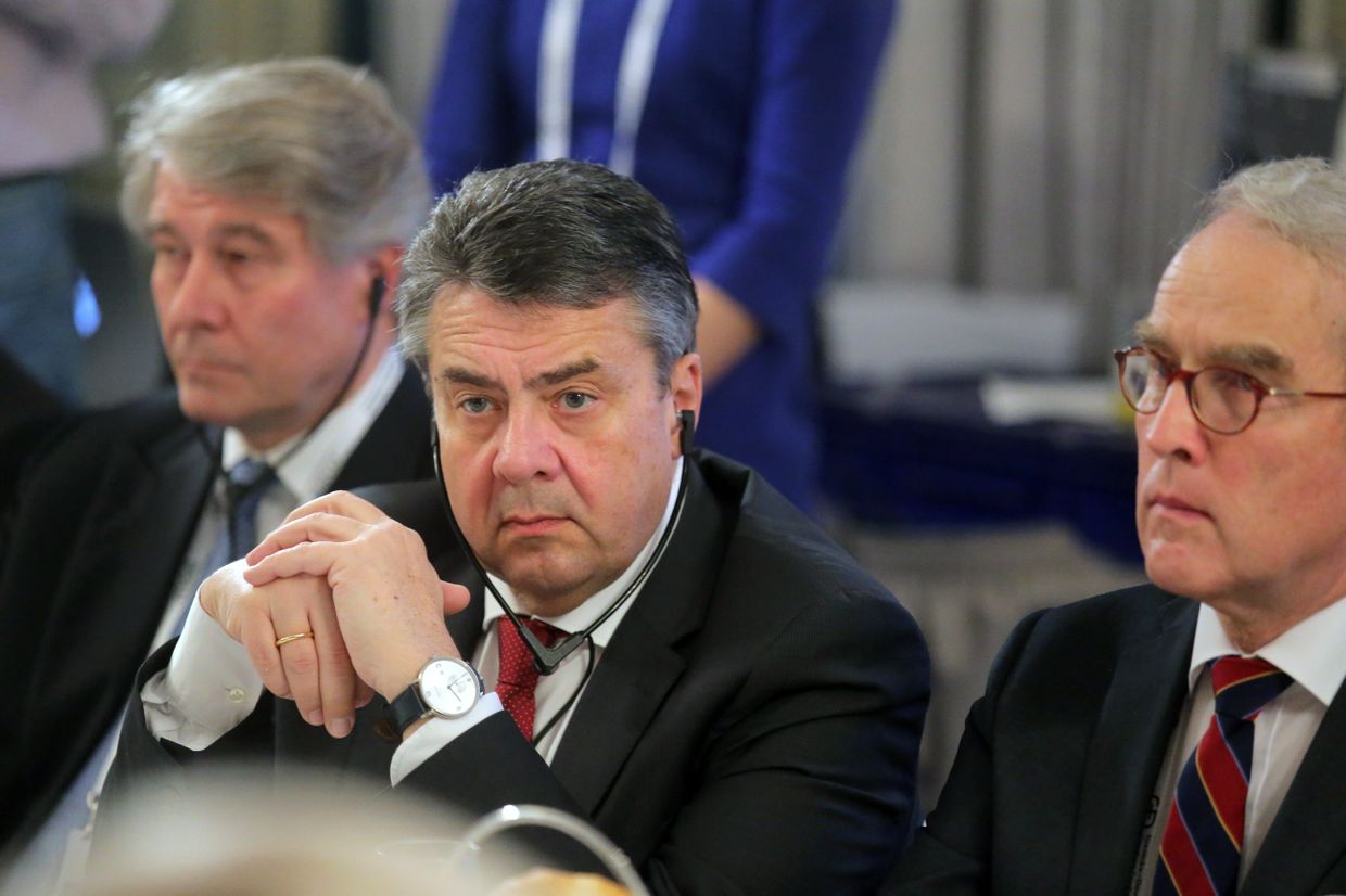 МИД ФРГ Зигмар Габриэль на деловом завтраке во время Мюнхенской конференции по безопасности. 17 февраля 2018