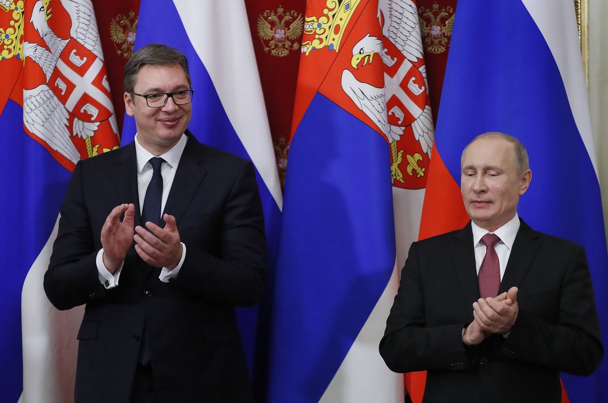 Президент РФ Владимир Путин и президент республики Сербии Александр Вучич
