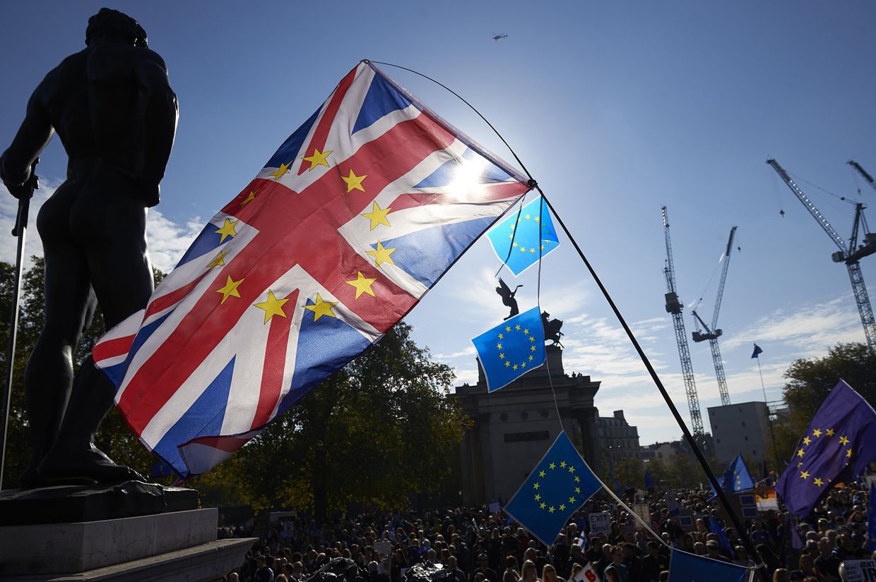 Протестующие у здания парламента Великобритании в Лондоне
