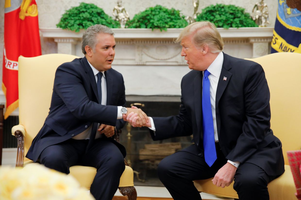 Президент США Дональд Трамп и президент Колумбии Иван Дуке