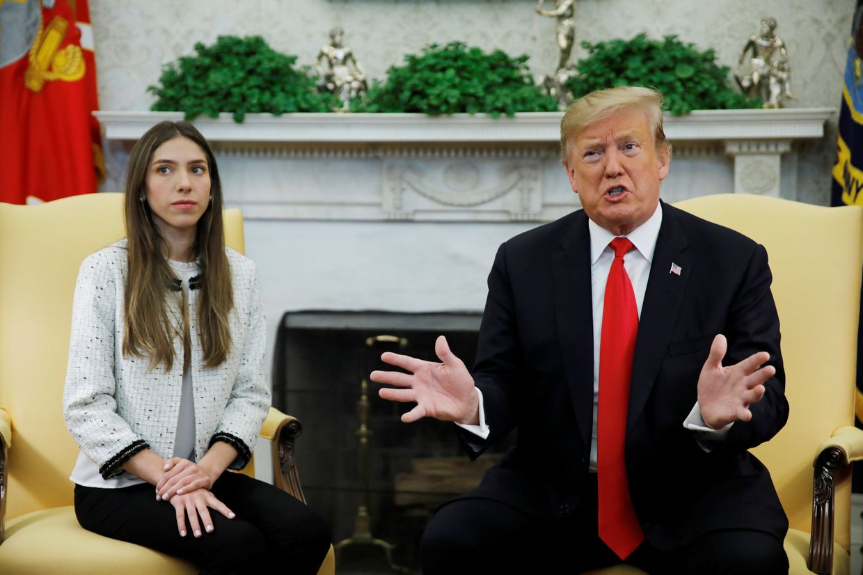 Президент США Дональд Трамп и Фабиан Росалес, жена лидера венесуэльской оппозиции Хуана Гуайдо