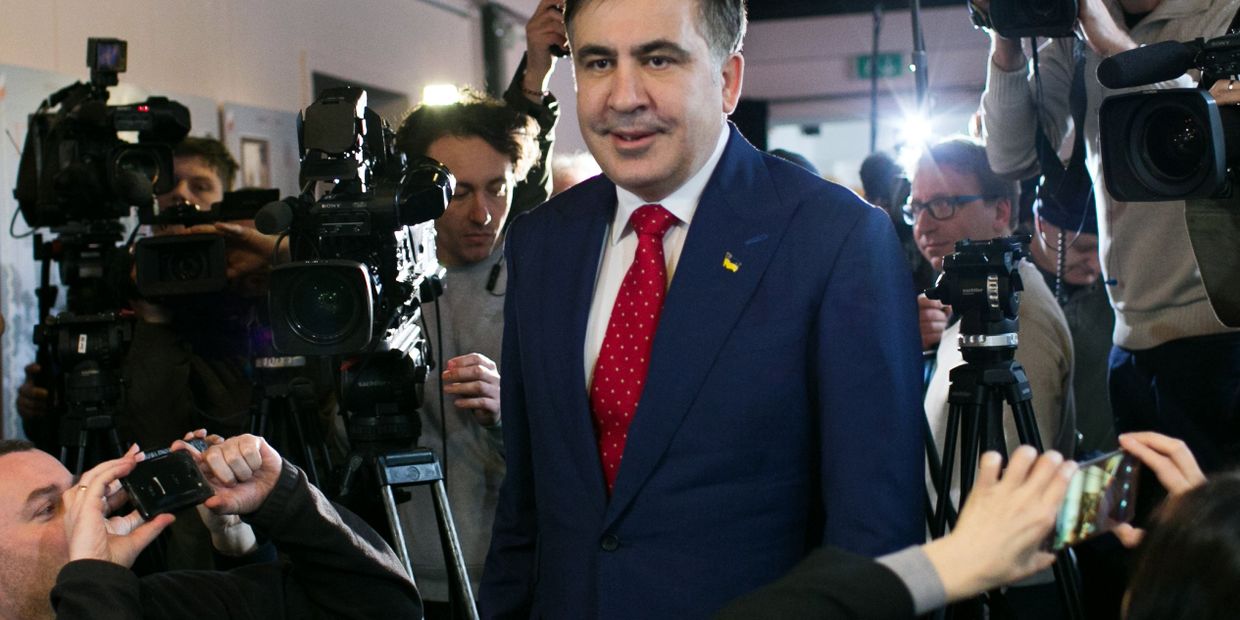 Пресс-конференция Михаила Саакашвили в Варшаве