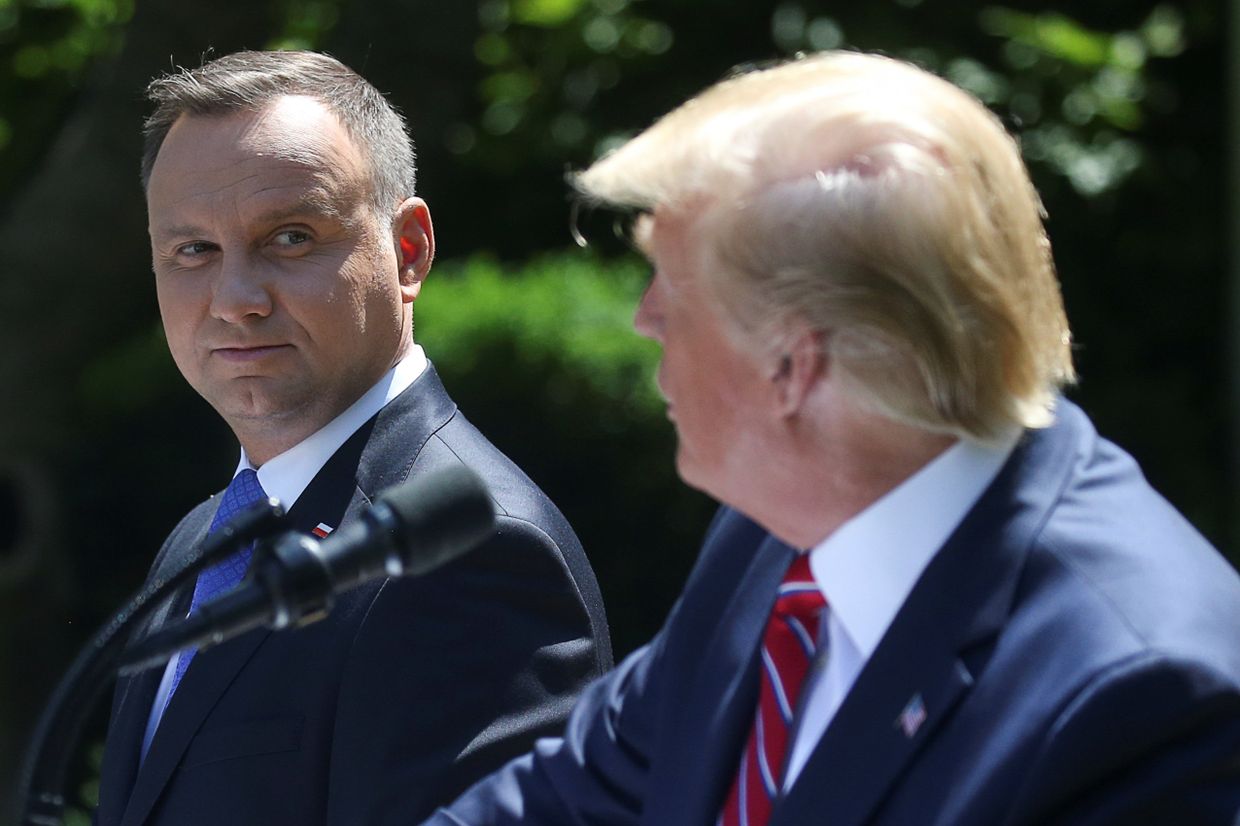 Президент США Дональд Трамп и президент Польши Анджей Дуда во время совместной пресс-конференции в Вашингтоне