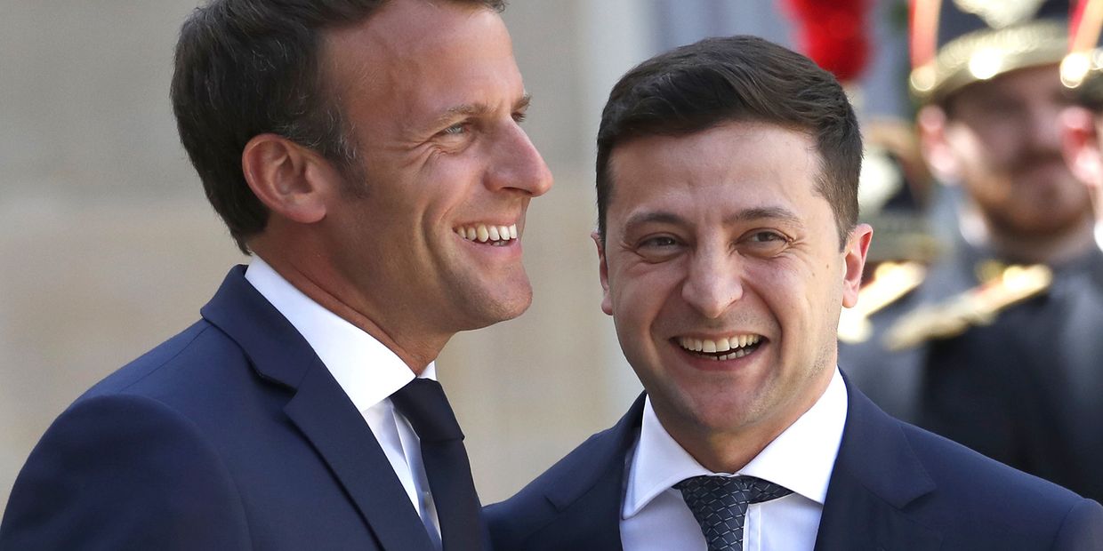 Президент Украины Владимир Зеленский и президент Франции Эммануэль Макрон