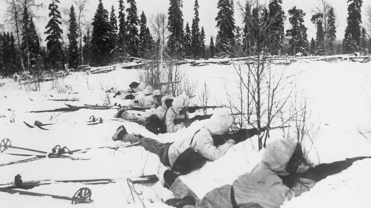 Финские лыжники на позиции, 12 января 1940