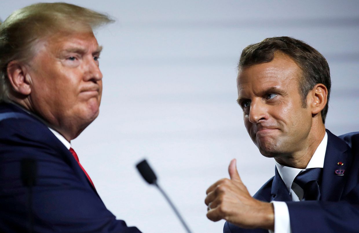 Дональд Трамп и Эммануэль Макрон на саммите G7 в Биаррице