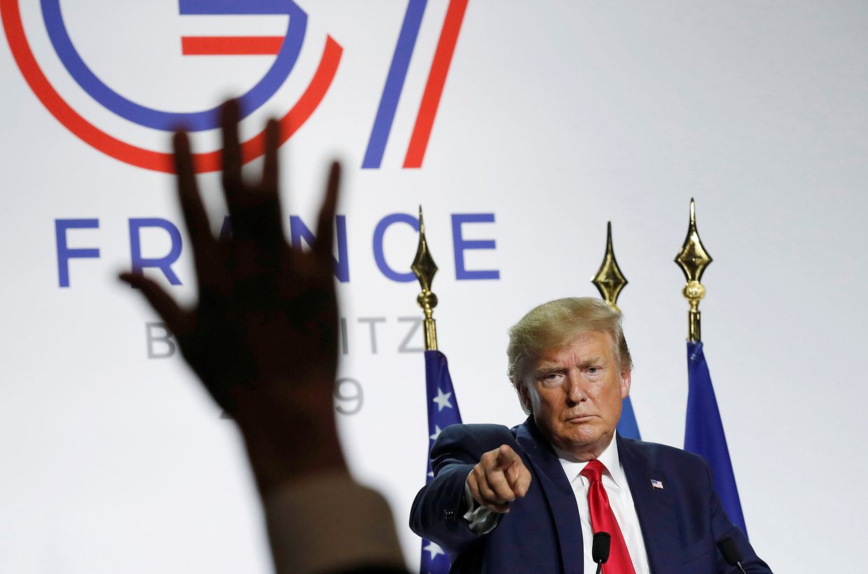 Президент США Дональд Трамп во время пресс-конференции по итогам саммита G7