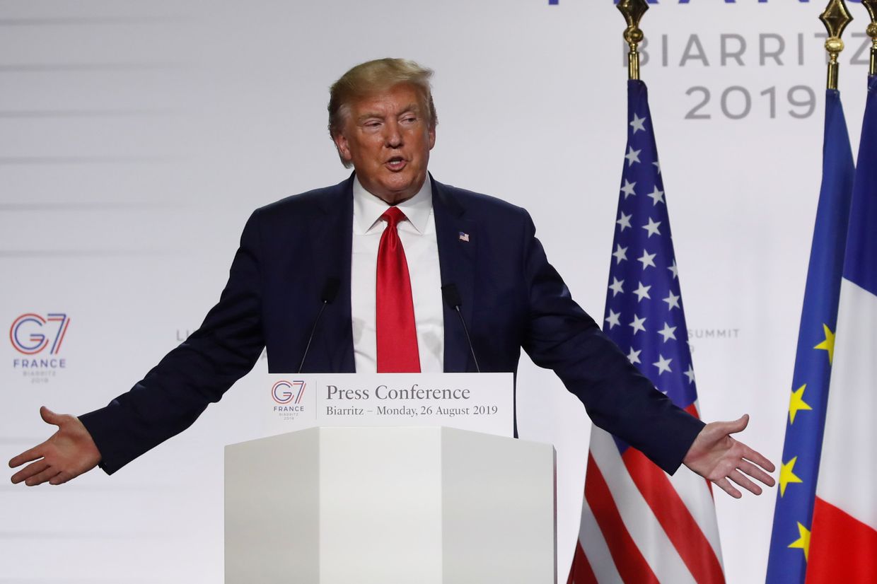 Президент США Дональд Трамп во время пресс-конференции по итогам саммита G7