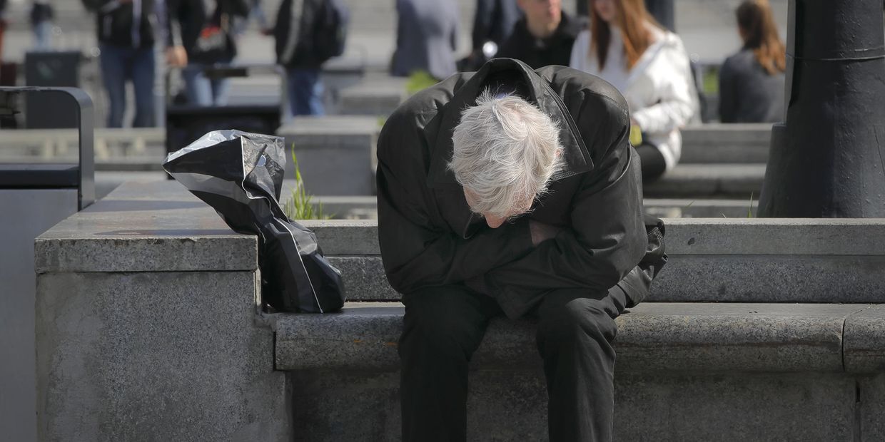 Мужчина в центре Киева, Украина