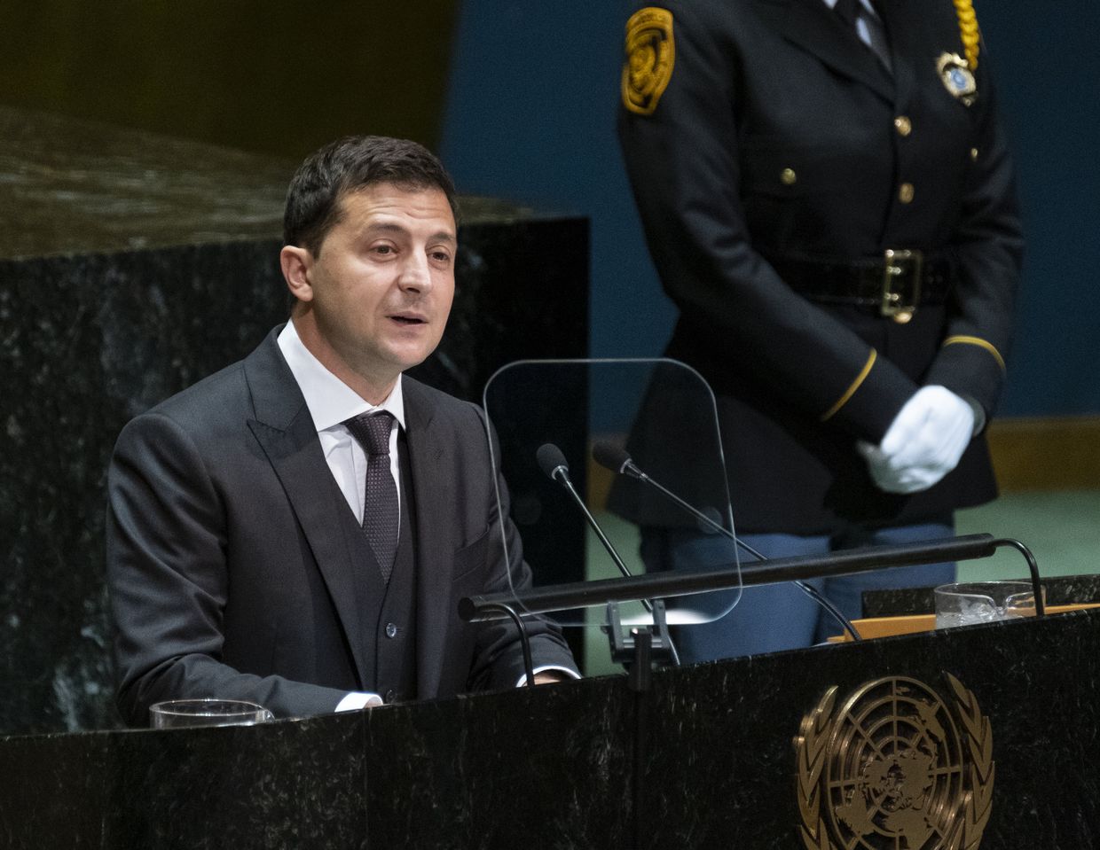 Президент Украины Владимир Зеленский выступает на 74-й сессии Генеральной Ассамблеи ООН