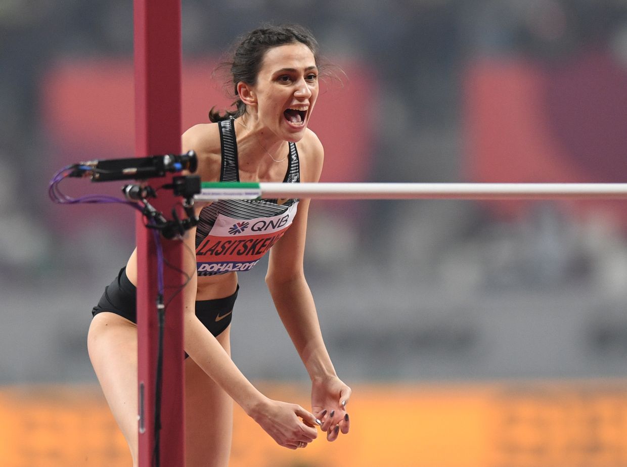 Российская спортсменка Мария Ласицкене в финальных соревнованиях по прыжкам в высоту на чемпионате мира по легкой атлетике 2019