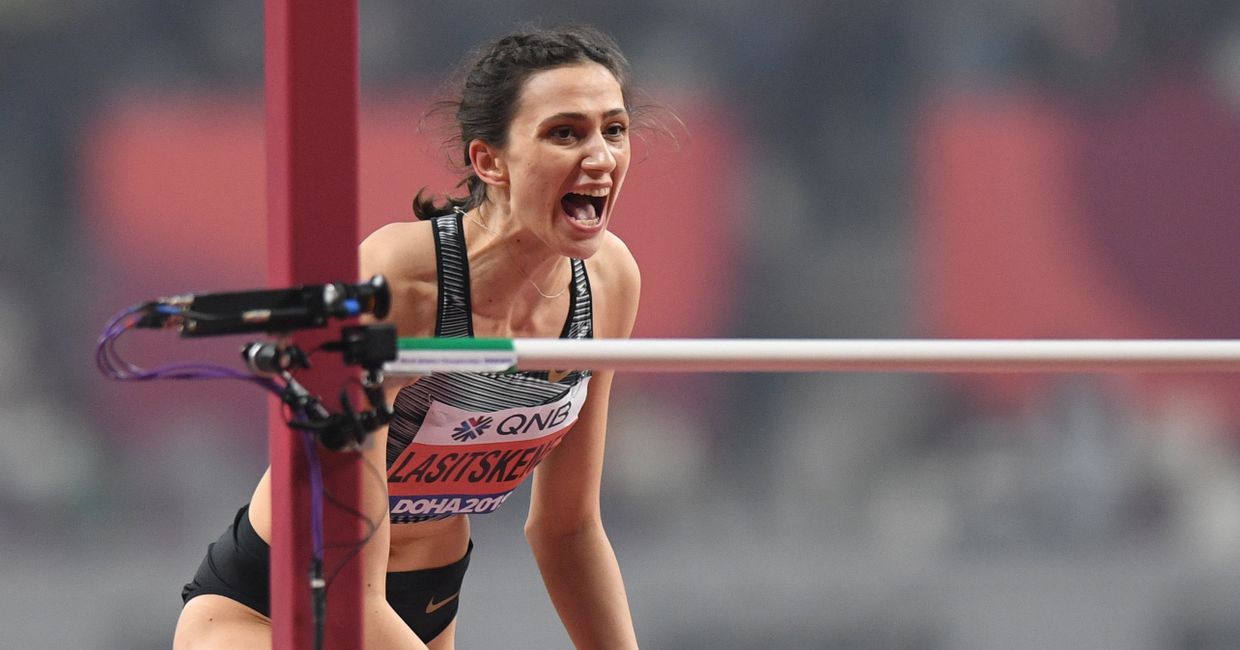 Российская спортсменка Мария Ласицкене в финальных соревнованиях по прыжкам в высоту на чемпионате мира по легкой атлетике 2019