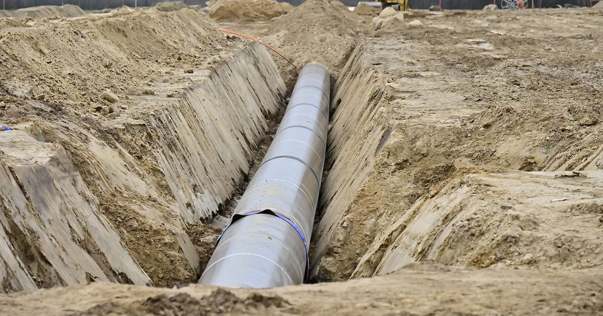 Строительство нового европейского газопровода в районе Любмина, Германия Строительство нового европейского газопровода в районе Любмина, Германия