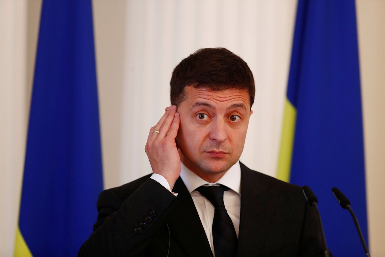 Президент Украины Зеленский во время пресс-конференции в Риге