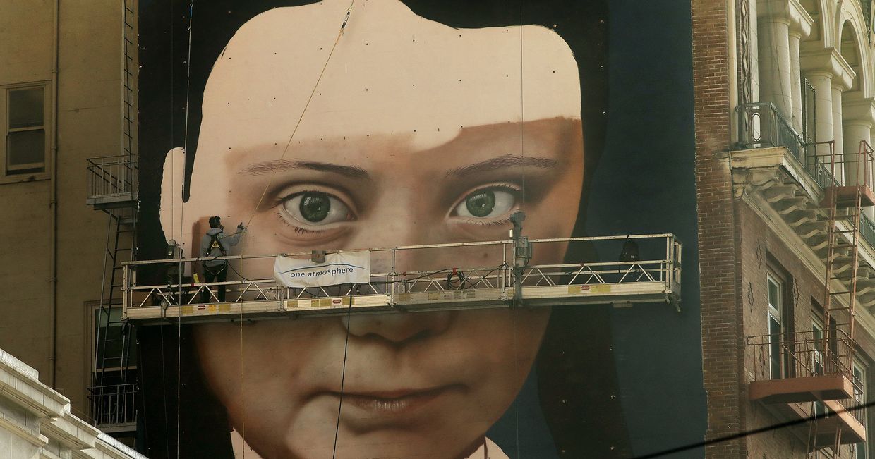 Портрет Греты Тунберг в Сан-Франциско Портрет Греты Тунберг в Сан-Франциско