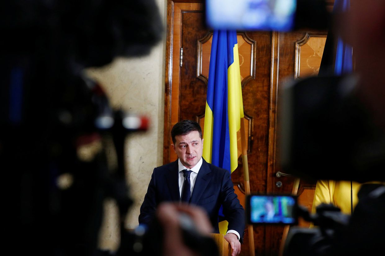 Президент Украины Владимир Зеленский на пресс-конференции в Киеве