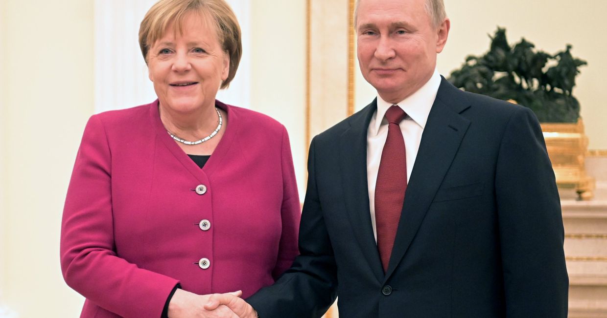 Встреча президента РФ В. Путина с канцлером Германии А. Меркель