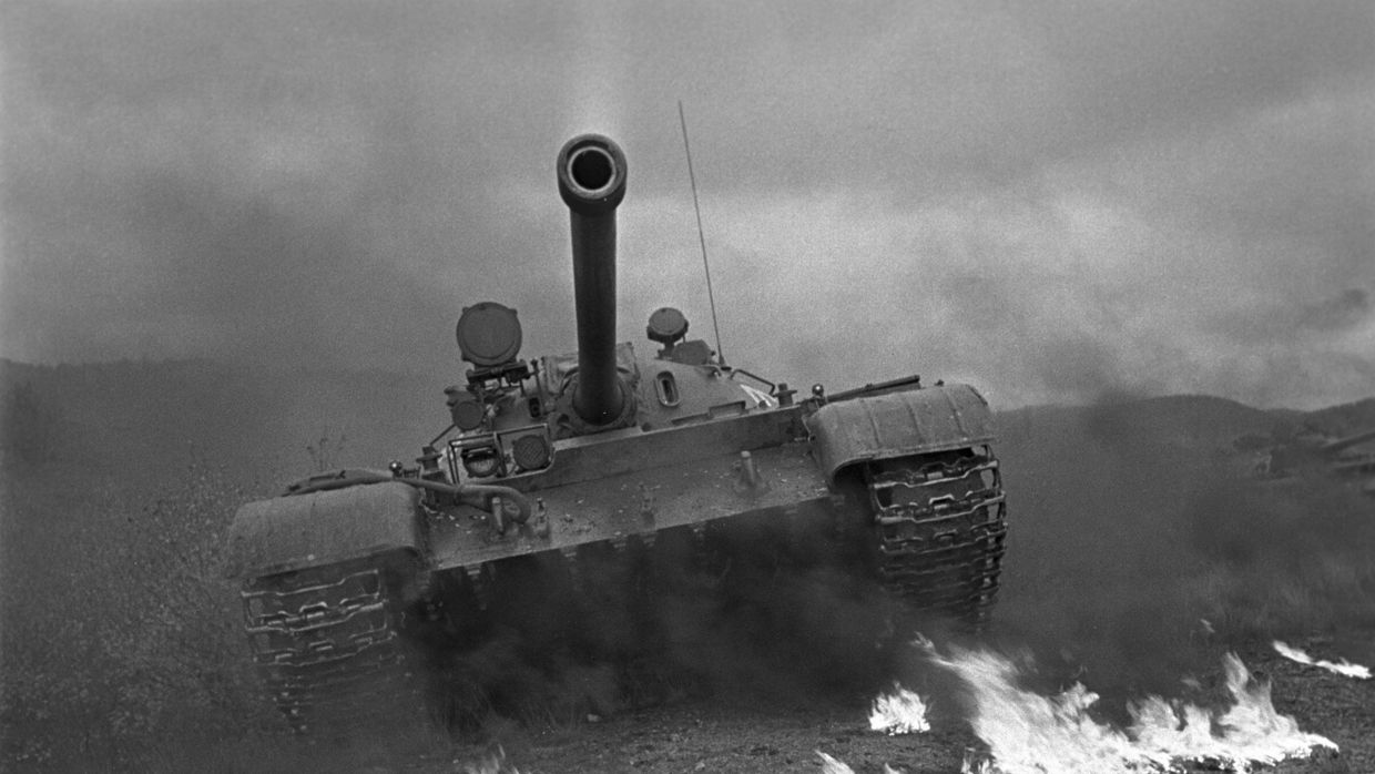 Средний танк Т-55, первый в мире серийный танк, оборудованный автоматической системой противоатомной защиты