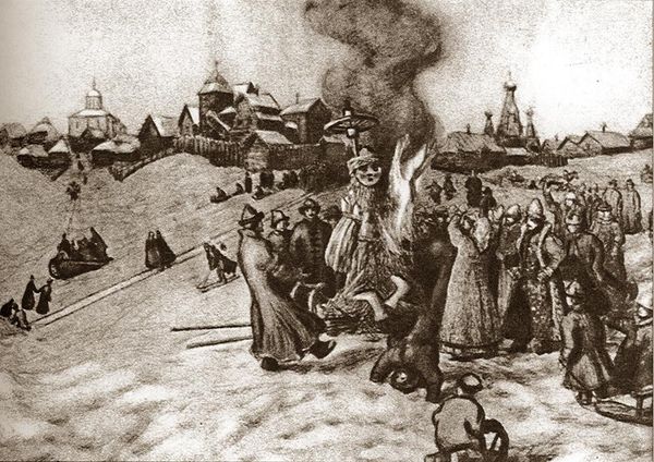 Васнецов А. М. Сжигание чучела Масленицы. Васнецов А. М. Сжигание чучела Масленицы.