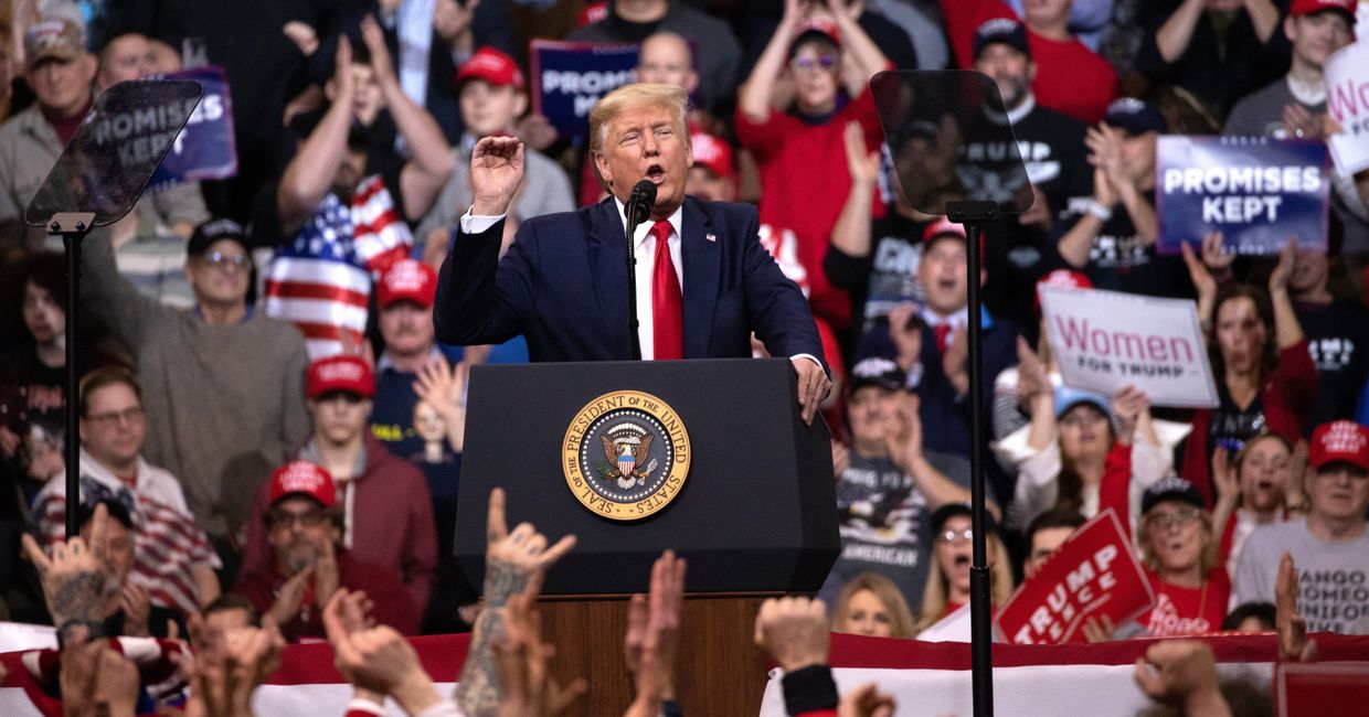 Предвыборный митинг президента США Д. Трампа в Нью-Гэмпшире