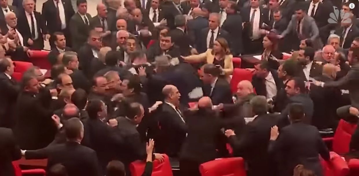 Fists Fly As Lawmakers Brawl In Turkish Parliament | NBC News
