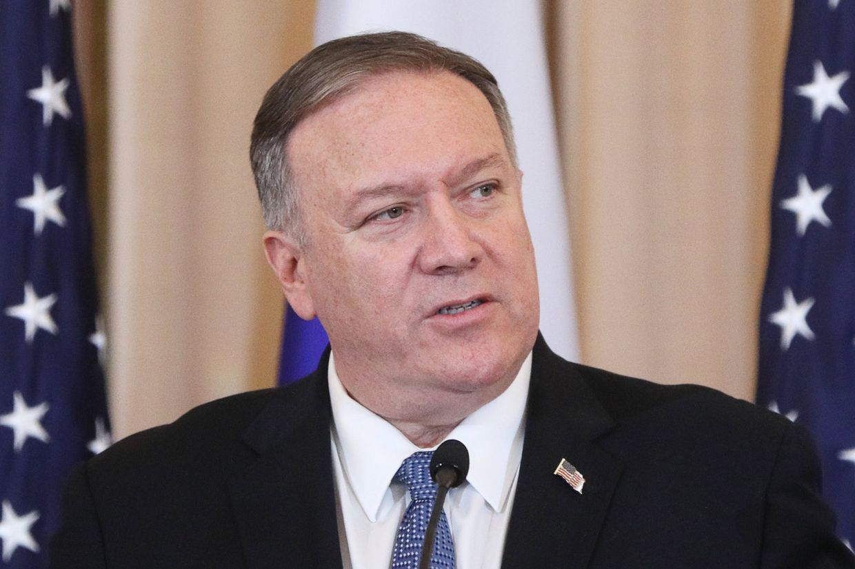 Госсекретарь США Майк Помпео на пресс-конференции по итогам встречи в Вашингтоне с министром иностранных дел РФ Сергеем Лавровым.