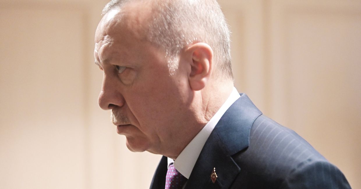 Президент Турции Реджеп Тайип Эрдоган перед началом встречи с президентом РФ Владимиром Путиным 8 января 2020