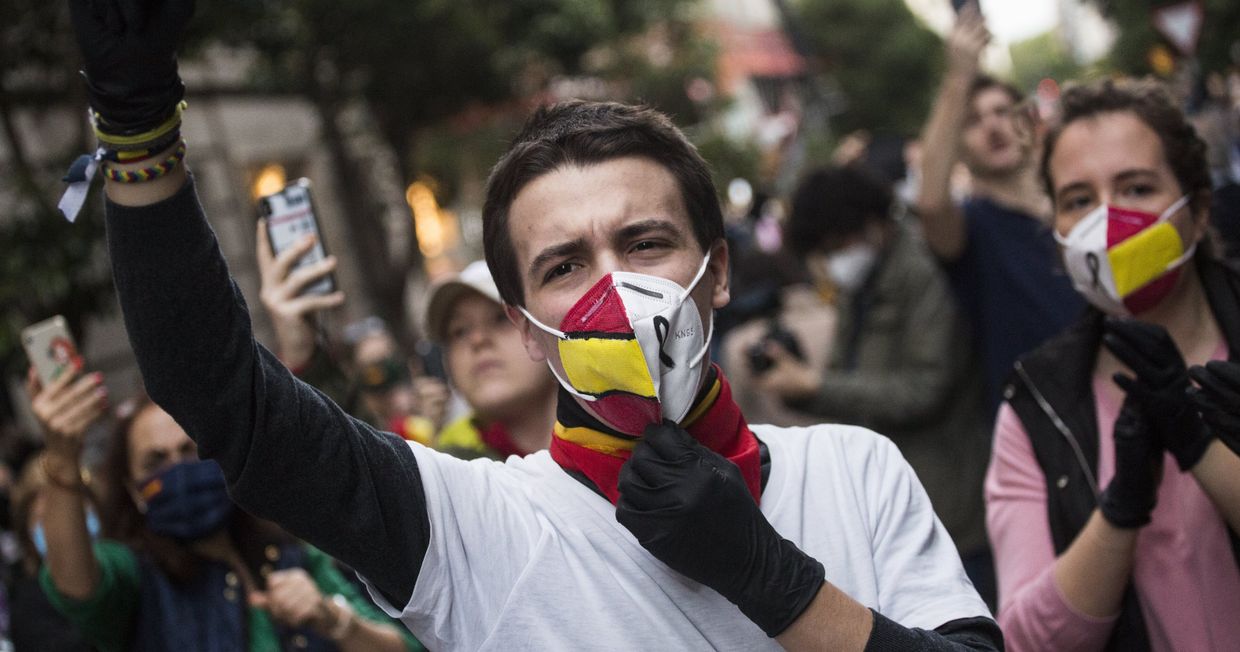 Акция против карантинных мер в Мадриде Акция против карантинных мер в Мадриде
