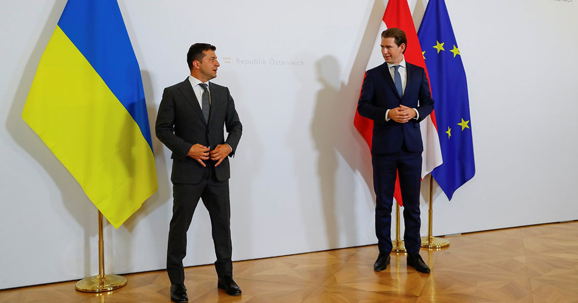 Канцлер Австрии Себастьян Курц и президент Украины Владимир Зеленский во время встречи в Вене - ИноСМИ, 1920, 15.09.2020