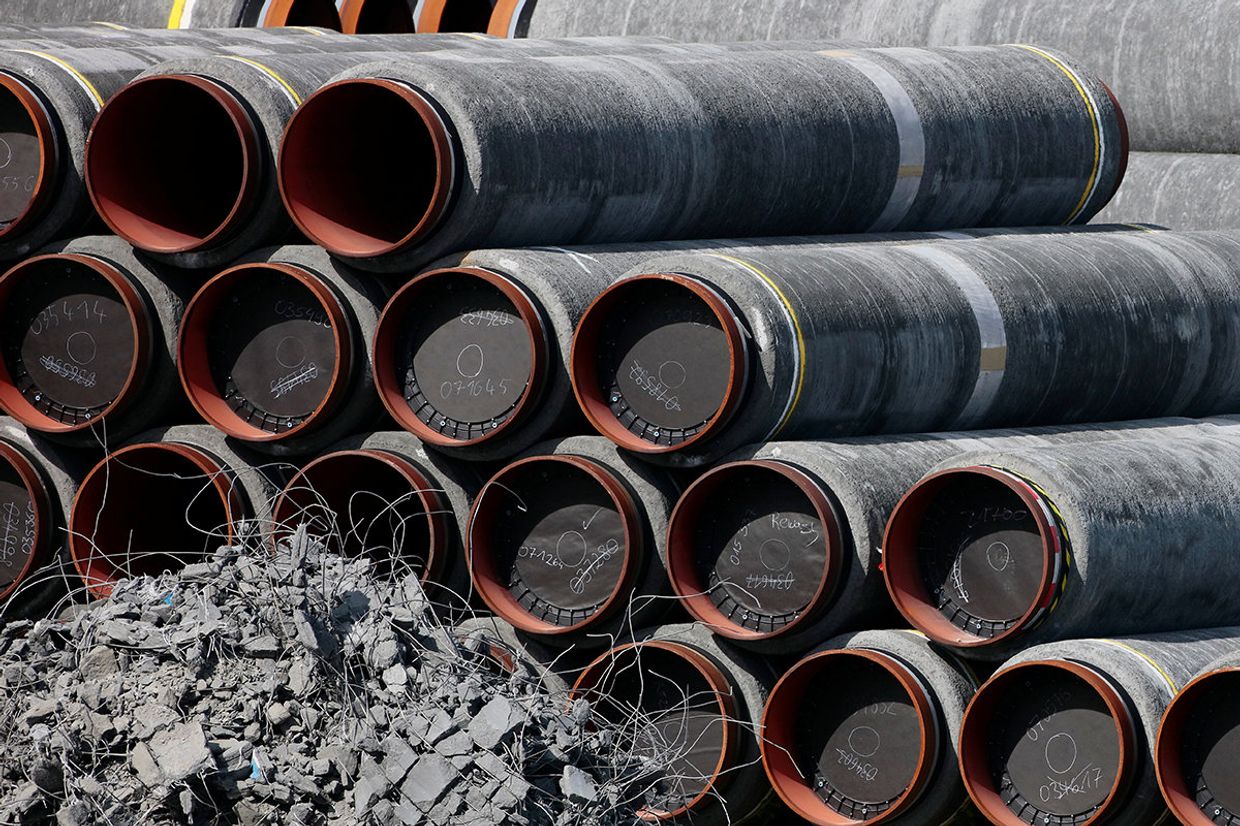 Трубы для газопровода «Северный поток - 2» в Мукране, Германия