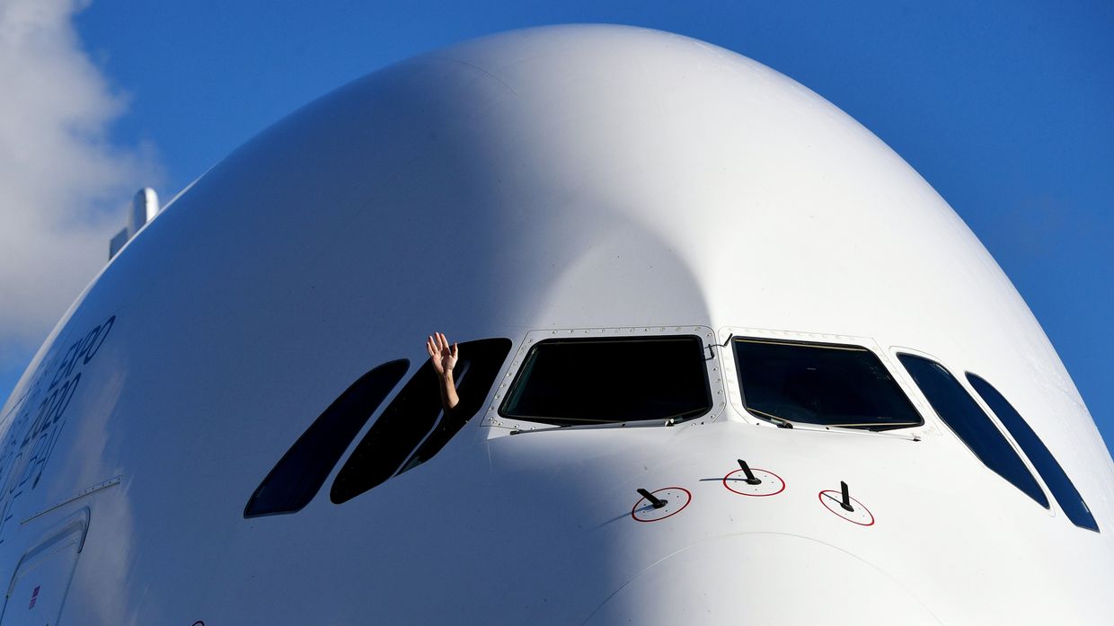 Самолет Airbus A380 авиакомпании Emirates Airlines