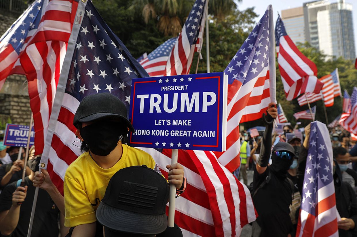 Сторонники Дональда Трампа в Гонконге