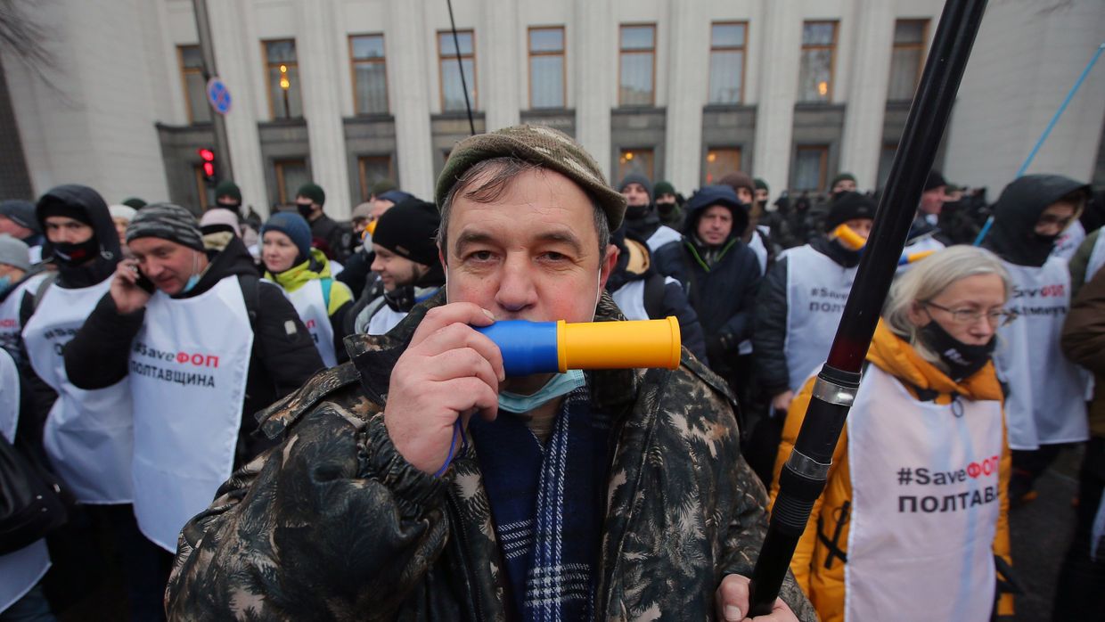 Акция против карантинных мер на Украине