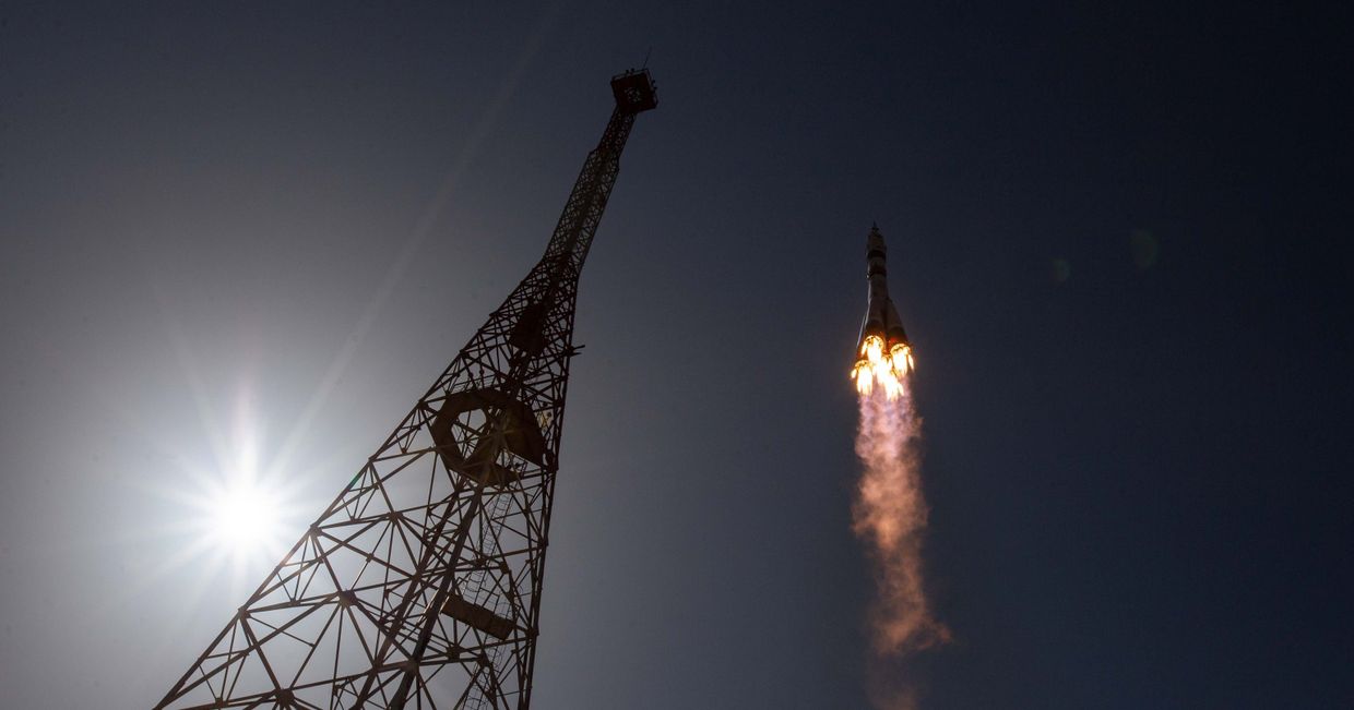 Старт пилотируемого корабля Союз МС-18 с космодрома Байконур