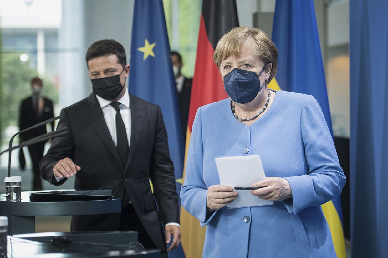 Канцлер Германии Ангела Меркель и президент Украины Владимир Зеленский в Берлине