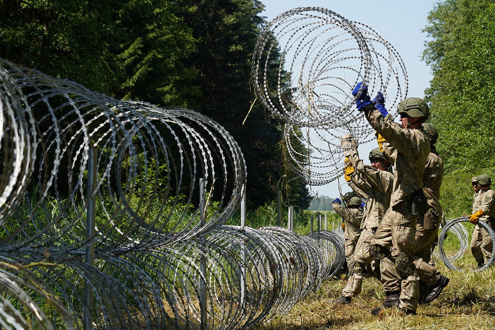 Солдаты литовской армии устанавливают колючую проволоку на границе с Беларусью - ИноСМИ, 1920, 23.07.2021